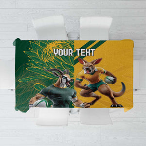 South Africa Australia Rugby Champion Personalized Tablecloth Springboks Wallabies Mascot - African Pride