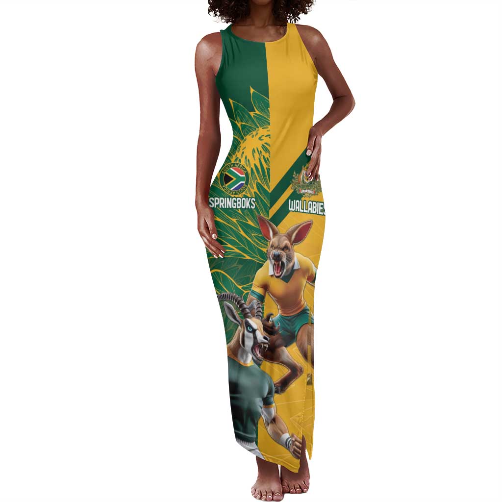 South Africa Australia Rugby Champion Personalized Tank Maxi Dress Springboks Wallabies Mascot - African Pride