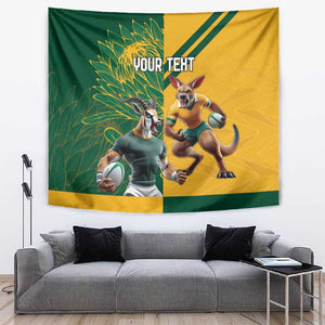South Africa Australia Rugby Champion Personalized Tapestry Springboks Wallabies Mascot - African Pride