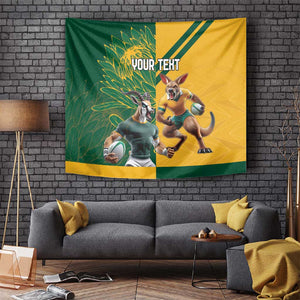 South Africa Australia Rugby Champion Personalized Tapestry Springboks Wallabies Mascot - African Pride