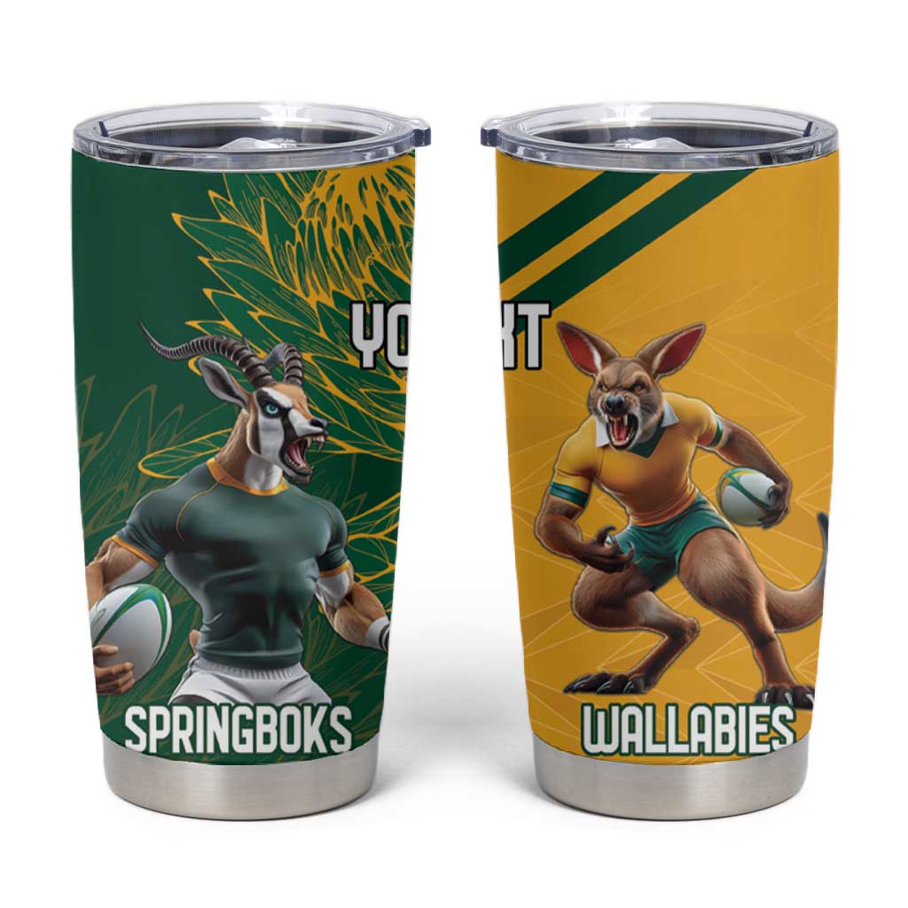 South Africa Australia Rugby Champion Personalized Tumbler Cup Springboks Wallabies Mascot - African Pride