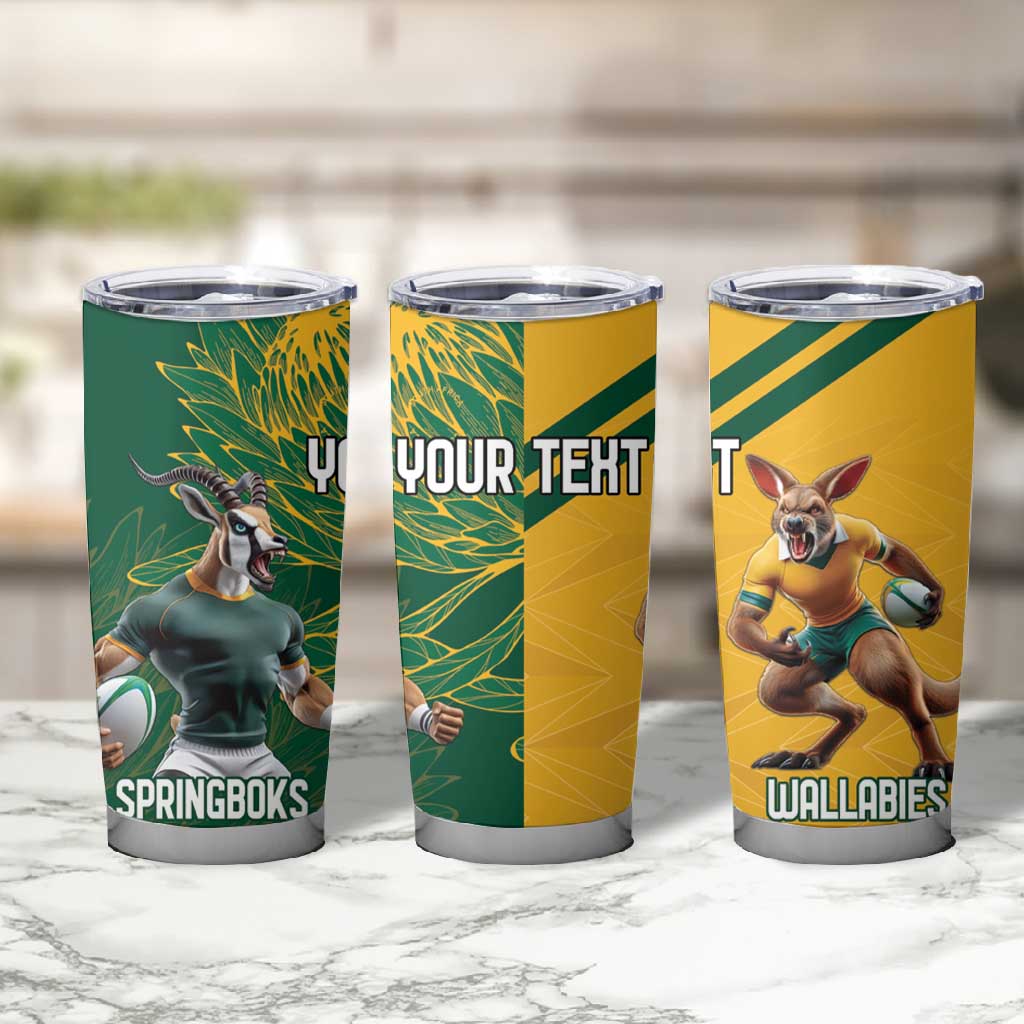 South Africa Australia Rugby Champion Personalized Tumbler Cup Springboks Wallabies Mascot - African Pride