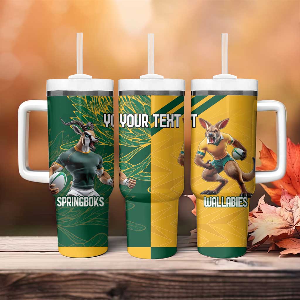 South Africa Australia Rugby Champion Personalized Tumbler With Handle Springboks Wallabies Mascot - African Pride