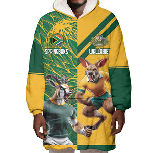 South Africa Australia Rugby Champion Personalized Wearable Blanket Hoodie Springboks Wallabies Mascot - African Pride
