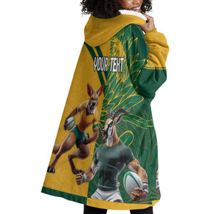 South Africa Australia Rugby Champion Personalized Wearable Blanket Hoodie Springboks Wallabies Mascot - African Pride