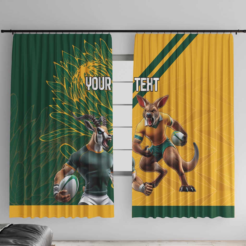 South Africa Australia Rugby Champion Personalized Window Curtain Springboks Wallabies Mascot - African Pride