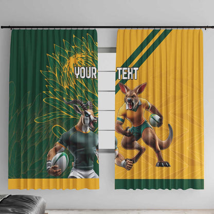 South Africa Australia Rugby Champion Personalized Window Curtain Springboks Wallabies Mascot - African Pride