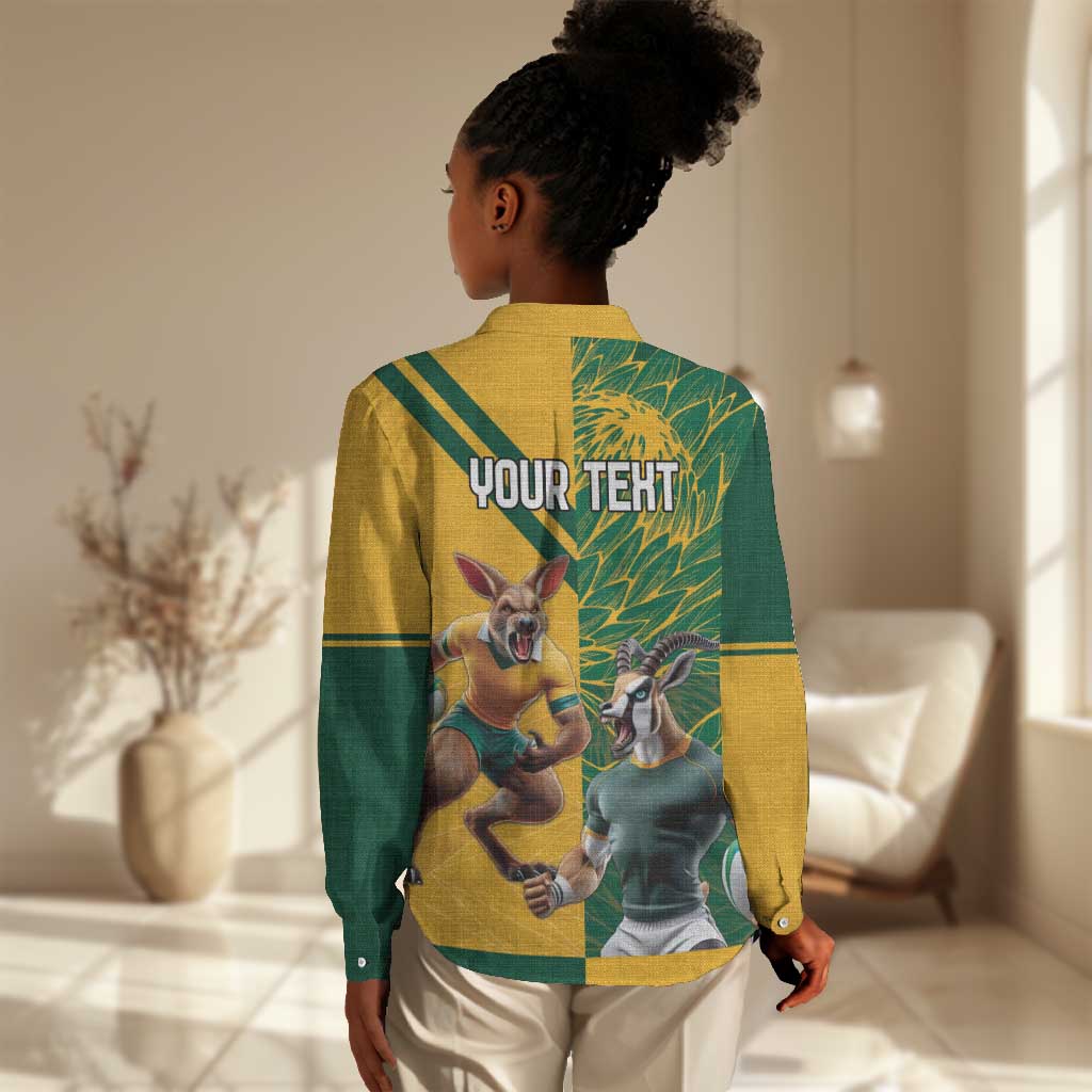 South Africa Australia Rugby Champion Personalized Women Casual Shirt Springboks Wallabies Mascot - African Pride