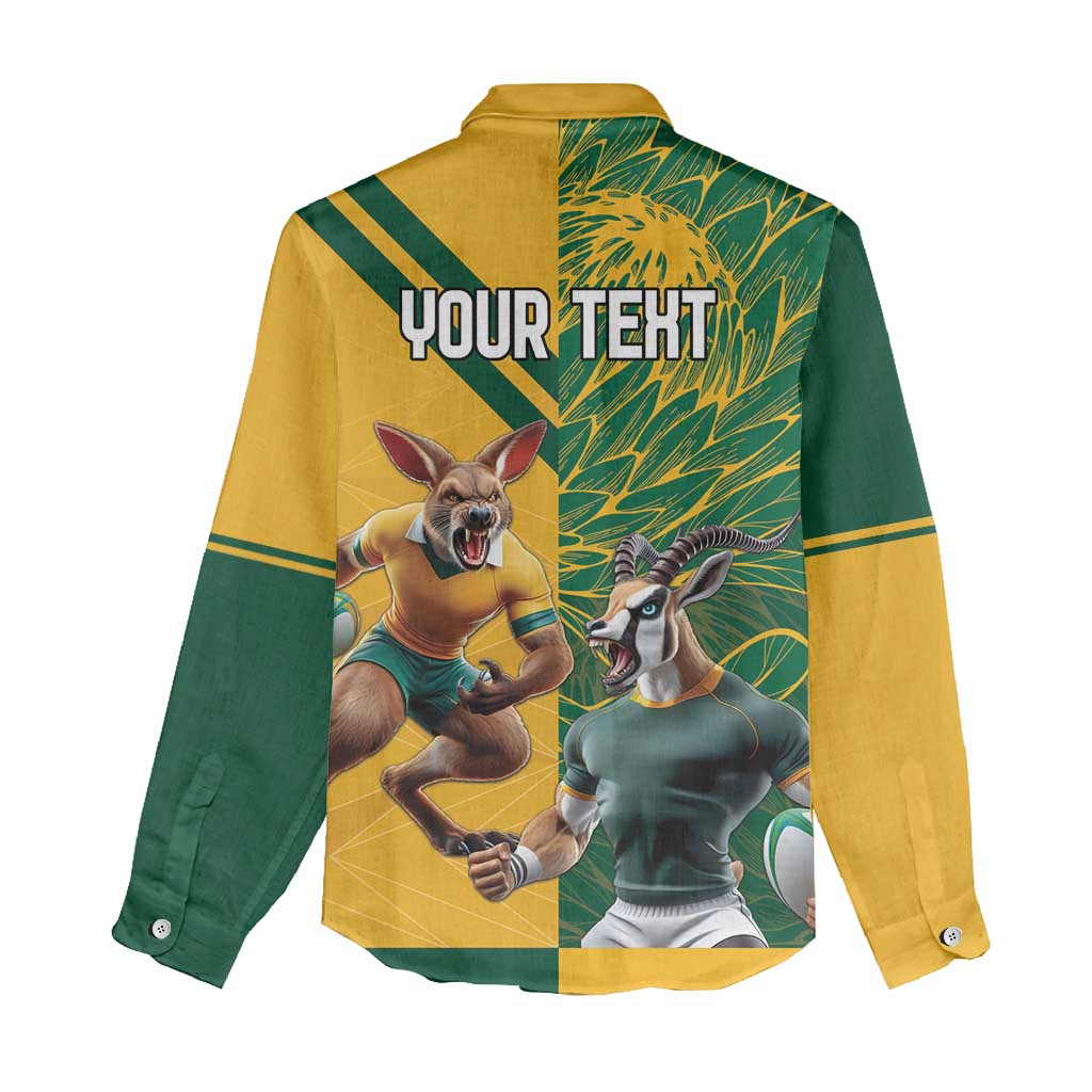 South Africa Australia Rugby Champion Personalized Women Casual Shirt Springboks Wallabies Mascot - African Pride