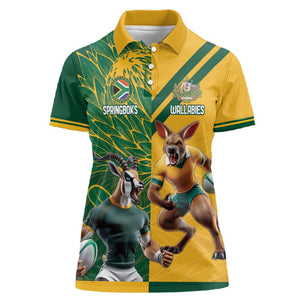 South Africa Australia Rugby Champion Personalized Women Polo Shirt Springboks Wallabies Mascot - African Pride