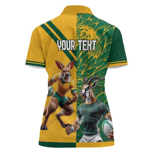 South Africa Australia Rugby Champion Personalized Women Polo Shirt Springboks Wallabies Mascot - African Pride