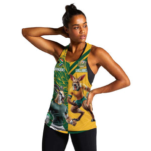 South Africa Australia Rugby Champion Personalized Women Racerback Tank Springboks Wallabies Mascot - African Pride