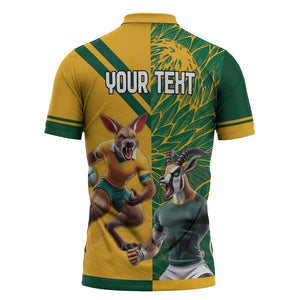 South Africa Australia Rugby Champion Personalized Zipper Polo Shirt Springboks Wallabies Mascot