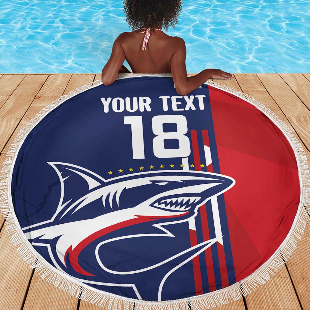 Cape Verde Football Pride Custom Beach Blanket Tubaroes Azuis Champion - African Pride