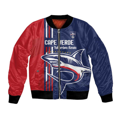 Cape Verde Football Pride Custom Bomber Jacket Tubaroes Azuis Champion - African Pride