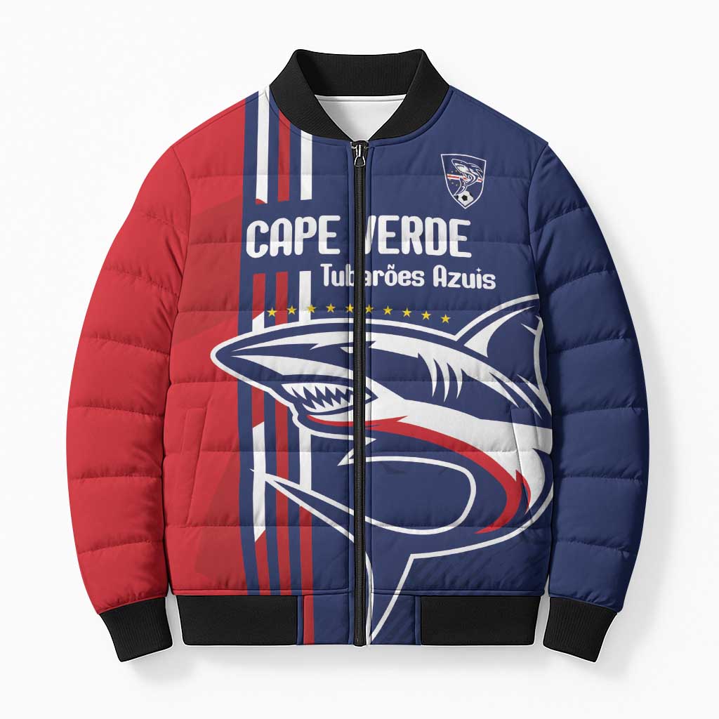 Cape Verde Football Pride Custom Bomber Puffer Jacket Tubaroes Azuis Champion