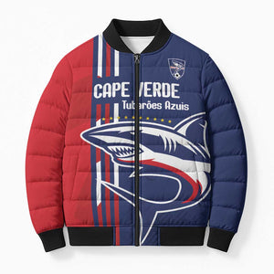 Cape Verde Football Pride Custom Bomber Puffer Jacket Tubaroes Azuis Champion