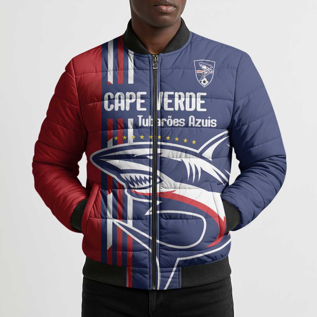 Cape Verde Football Pride Custom Bomber Puffer Jacket Tubaroes Azuis Champion