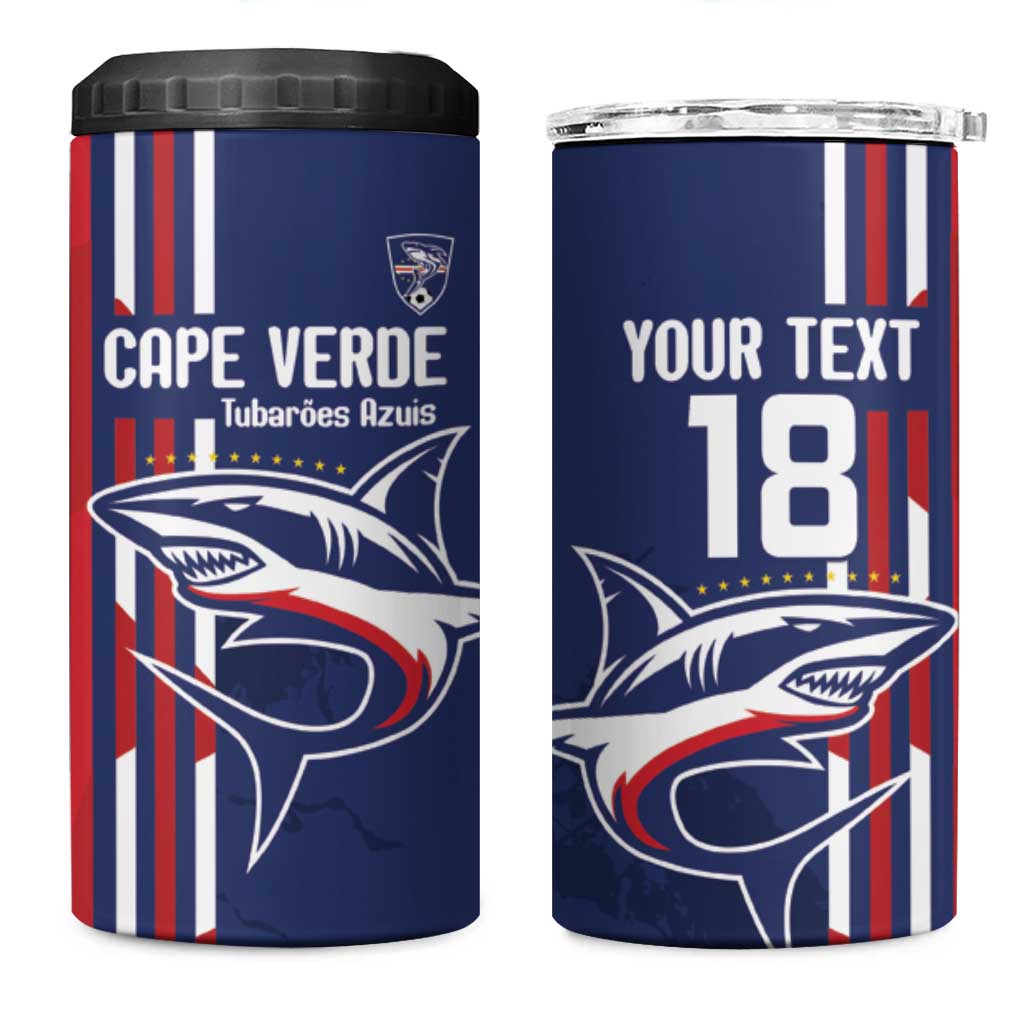 Cape Verde Football Pride Custom 4 in 1 Can Cooler Tumbler Tubaroes Azuis Champion - African Pride