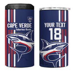 Cape Verde Football Pride Custom 4 in 1 Can Cooler Tumbler Tubaroes Azuis Champion - African Pride