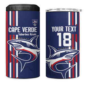 Cape Verde Football Pride Custom 4 in 1 Can Cooler Tumbler Tubaroes Azuis Champion - African Pride