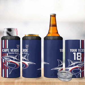 Cape Verde Football Pride Custom 4 in 1 Can Cooler Tumbler Tubaroes Azuis Champion - African Pride