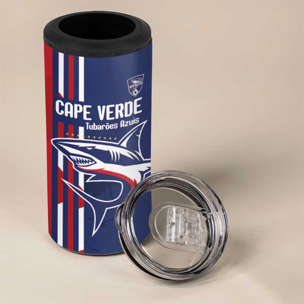 Cape Verde Football Pride Custom 4 in 1 Can Cooler Tumbler Tubaroes Azuis Champion - African Pride
