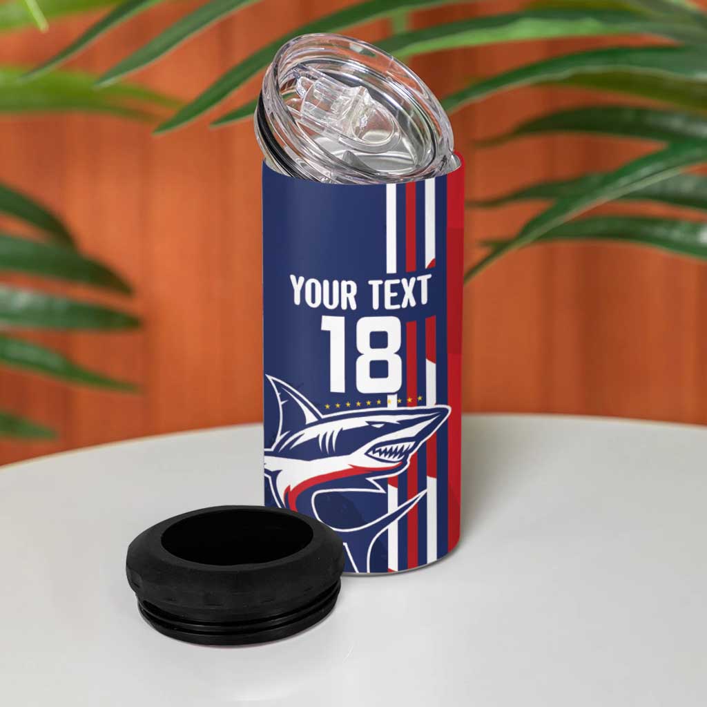 Cape Verde Football Pride Custom 4 in 1 Can Cooler Tumbler Tubaroes Azuis Champion - African Pride