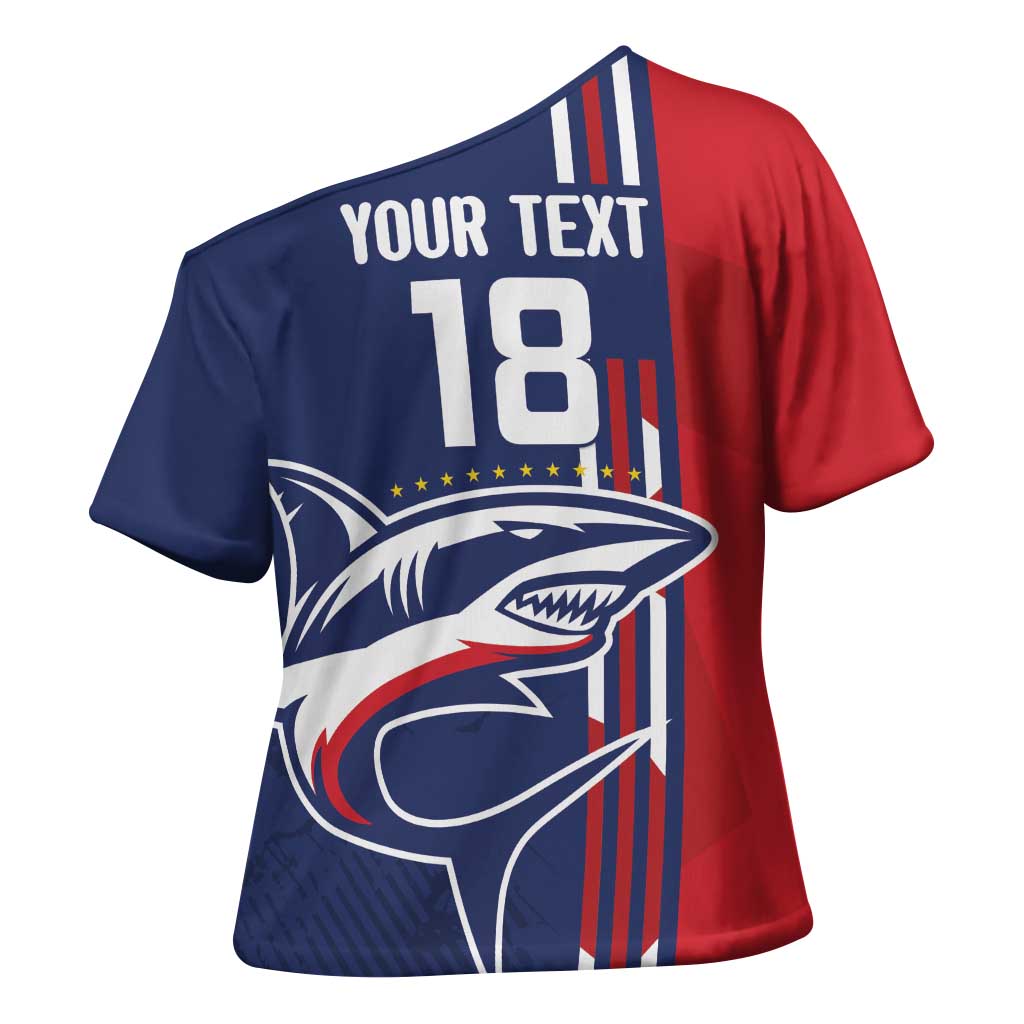 Cape Verde Football Pride Custom Cross Shoulder Shirt Tubaroes Azuis Champion