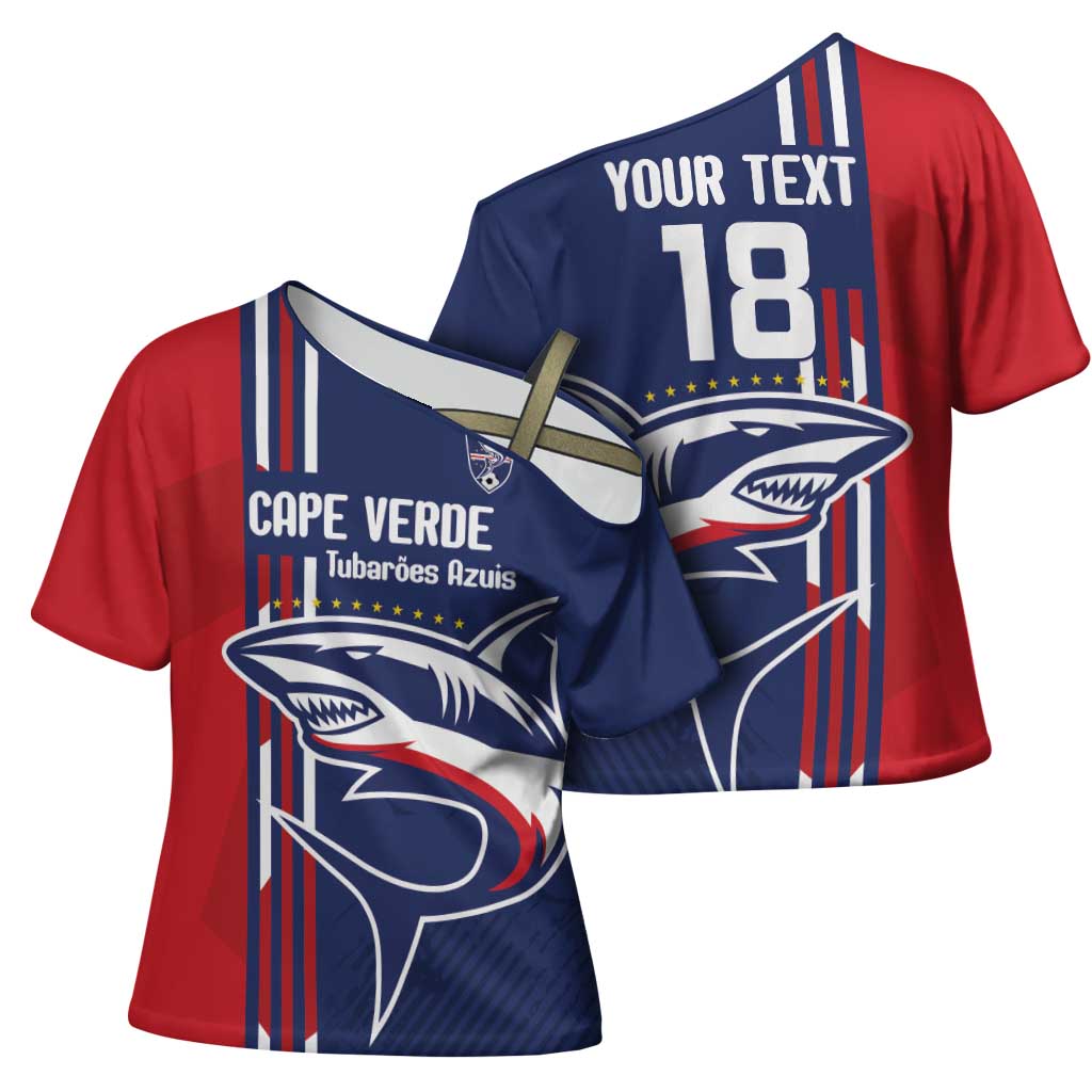 Cape Verde Football Pride Custom Cross Shoulder Shirt Tubaroes Azuis Champion
