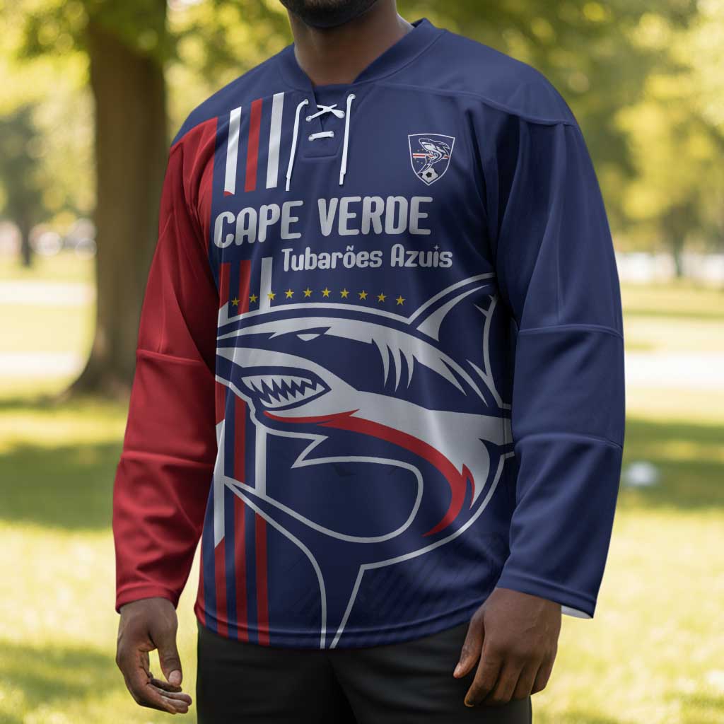 Cape Verde Football Pride Custom Hockey Jersey Tubaroes Azuis Champion