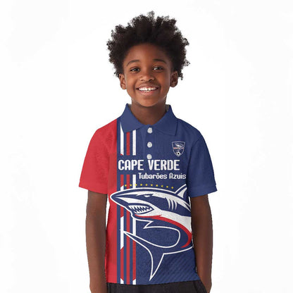 Cape Verde Football Pride Custom Kid Polo Shirt Tubaroes Azuis Champion - African Pride