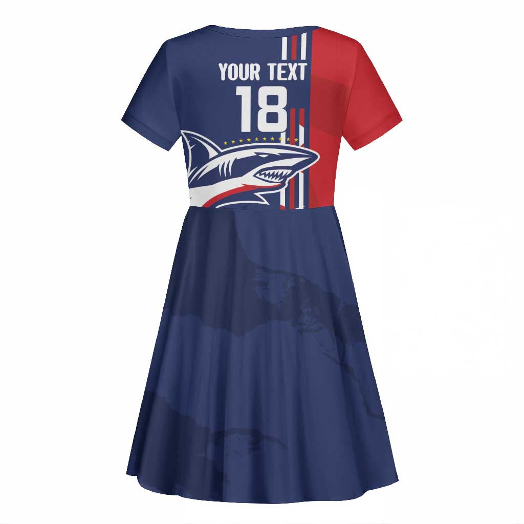 Cape Verde Football Pride Custom Kid Short Sleeve Dress Tubaroes Azuis Champion - African Pride