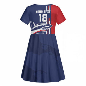 Cape Verde Football Pride Custom Kid Short Sleeve Dress Tubaroes Azuis Champion - African Pride