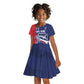 Cape Verde Football Pride Custom Kid Short Sleeve Dress Tubaroes Azuis Champion - African Pride