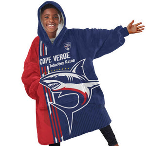 Cape Verde Football Pride Custom Kid Wearable Blanket Hoodie Tubaroes Azuis Champion - African Pride