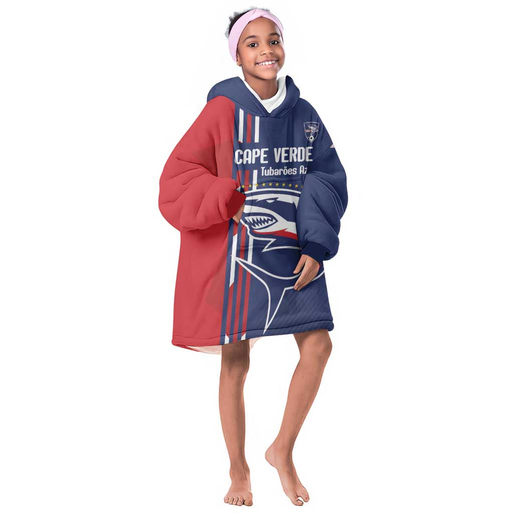 Cape Verde Football Pride Custom Kid Wearable Blanket Hoodie Tubaroes Azuis Champion - African Pride