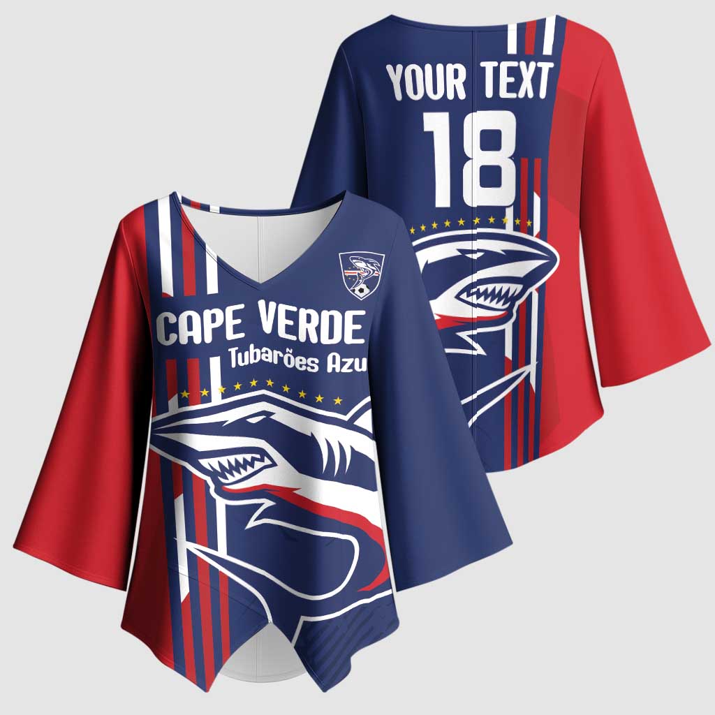 Cape Verde Football Pride Custom Kimono Sleeve Blouse Tubaroes Azuis Champion
