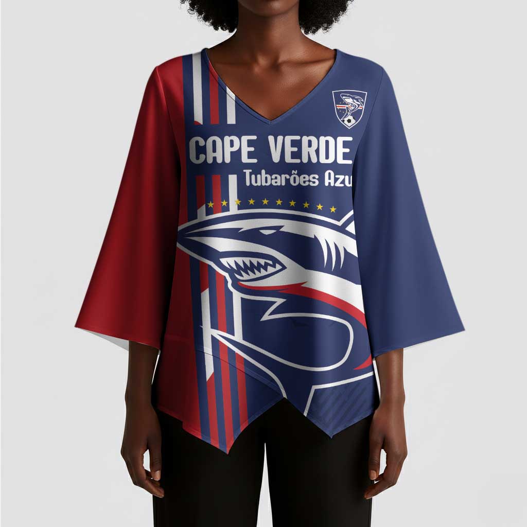 Cape Verde Football Pride Custom Kimono Sleeve Blouse Tubaroes Azuis Champion