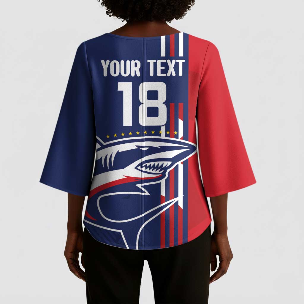 Cape Verde Football Pride Custom Kimono Sleeve Blouse Tubaroes Azuis Champion