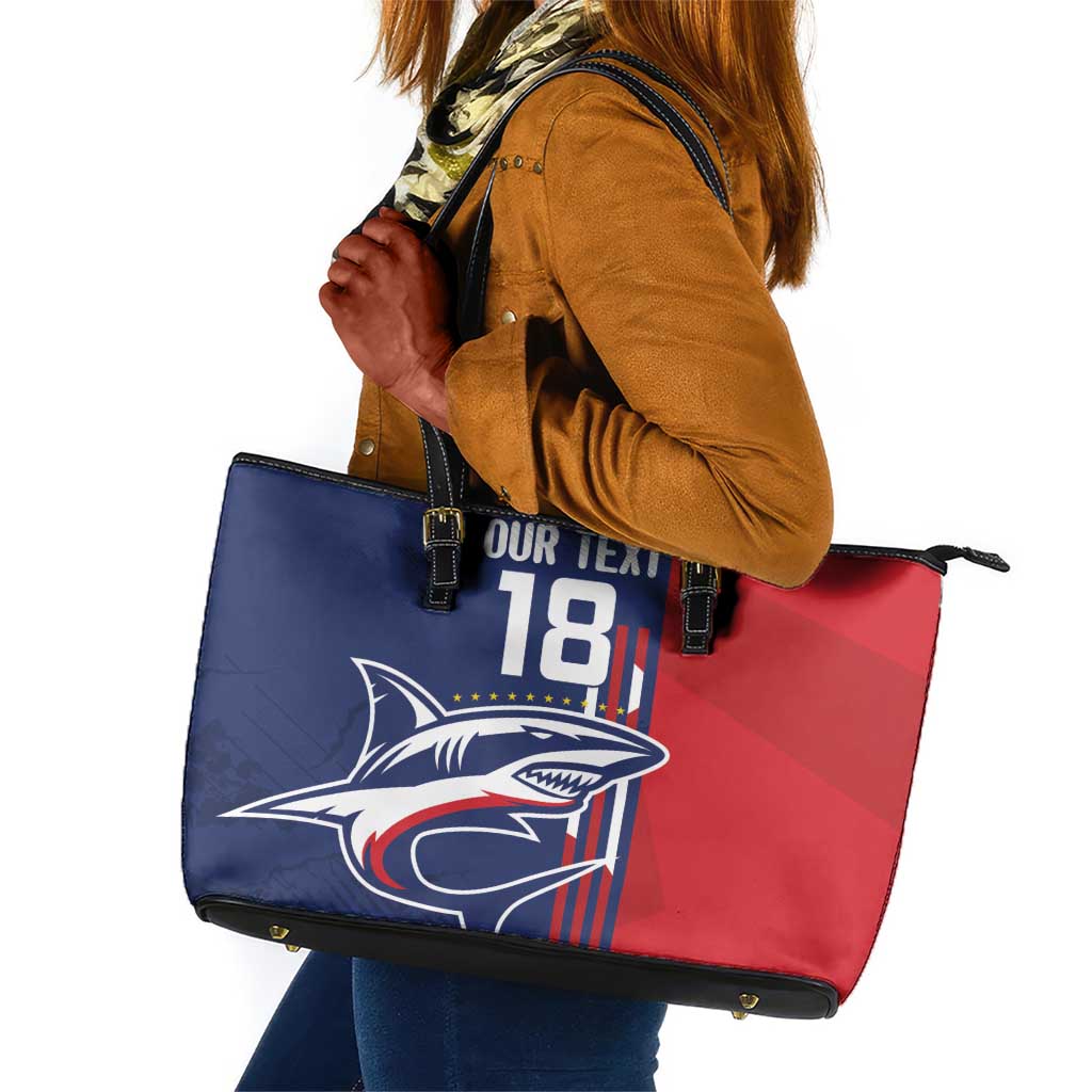 Cape Verde Football Pride Custom Leather Tote Bag Tubaroes Azuis Champion - African Pride