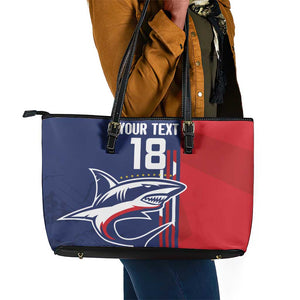 Cape Verde Football Pride Custom Leather Tote Bag Tubaroes Azuis Champion - African Pride