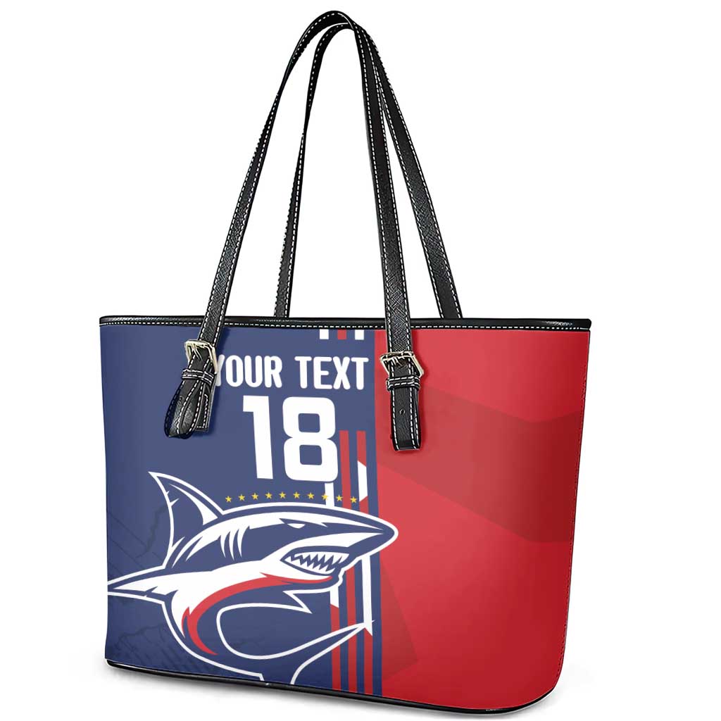 Cape Verde Football Pride Custom Leather Tote Bag Tubaroes Azuis Champion - African Pride