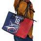 Cape Verde Football Pride Custom Leather Tote Bag Tubaroes Azuis Champion - African Pride