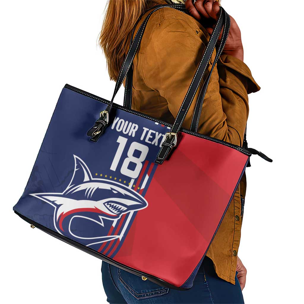 Cape Verde Football Pride Custom Leather Tote Bag Tubaroes Azuis Champion - African Pride