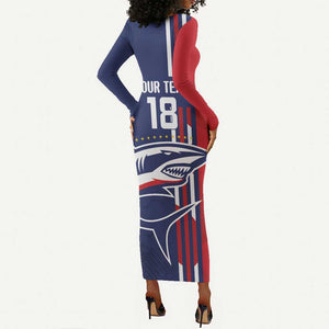 Cape Verde Football Pride Custom Long Sleeve Bodycon Dress Tubaroes Azuis Champion - African Pride