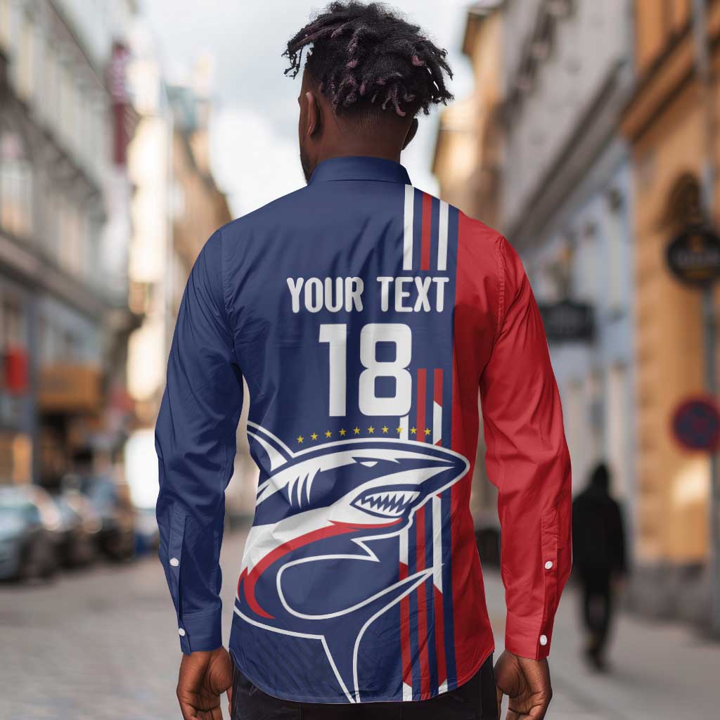 Cape Verde Football Pride Custom Long Sleeve Button Shirt Tubaroes Azuis Champion - African Pride