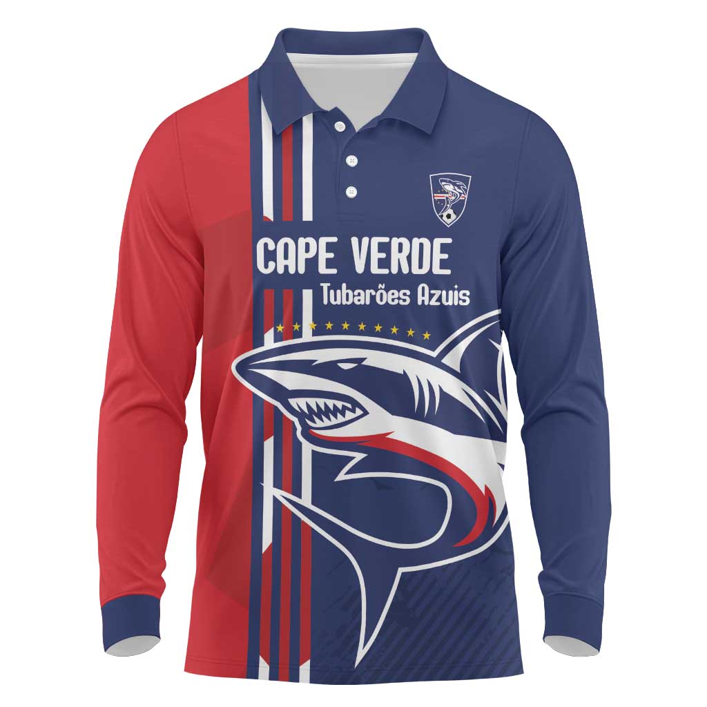 Cape Verde Football Pride Custom Long Sleeve Polo Shirt Tubaroes Azuis Champion - African Pride