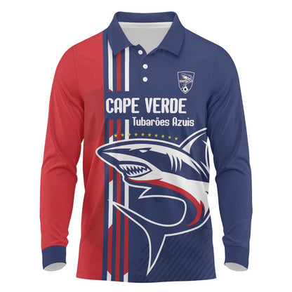 Cape Verde Football Pride Custom Long Sleeve Polo Shirt Tubaroes Azuis Champion - African Pride