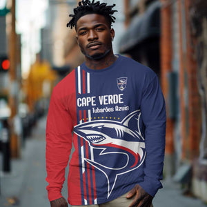 Cape Verde Football Pride Custom Long Sleeve Shirt Tubaroes Azuis Champion - African Pride